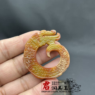 青白玉仿古龙吊坠挂件仿战汉云纹龙钩玉璧玉佩玉坠颈饰项链坠挂饰