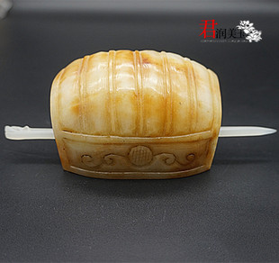 戈壁玉玉发冠帽冠男款玉冠簪子古风头饰发饰古装明冠道具汉服帽冠