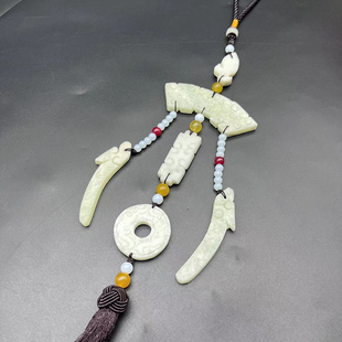 雪花玉风铃玉组配新中式古风汉服腰佩流苏战国袍曲裾配饰玉佩禁步