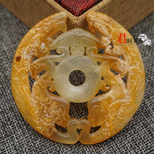 岫玉仿古玉吊坠挂件镂空玉佩汉服腰佩玉流苏配件古风影视道具