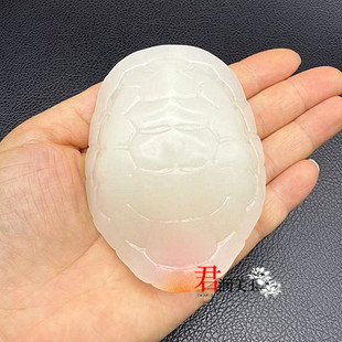 川白玉石龟甲吊坠挂件龟背富甲天下玉佩玉坠茶桌茶宠饰品把件摆件