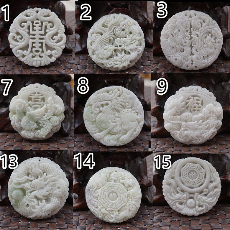 蓝田玉吊坠挂件 男女款龙麒麟 项坠龙凤金蝉八卦玉佩玉坠项链