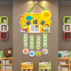 阅读区标识挂牌图书卫生角文化墙贴装饰幼儿园环创小学班级教室面