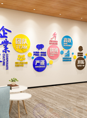 团队企业文化墙装饰公司办公室励志标语3d立体压克力墙贴员工口号