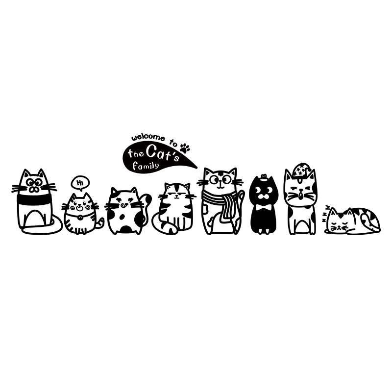 网红贴纸猫咪客厅卧室上猫咪家族