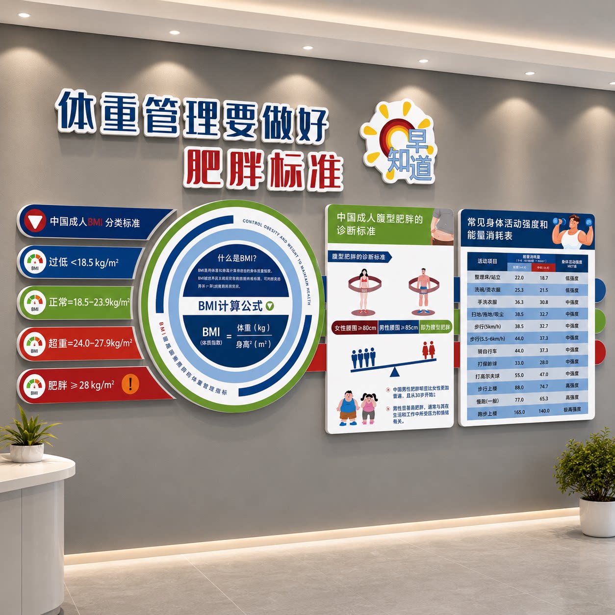 体重管理体检中心医院门诊文化墙海报健康减肥挂图画BMI计算贴纸