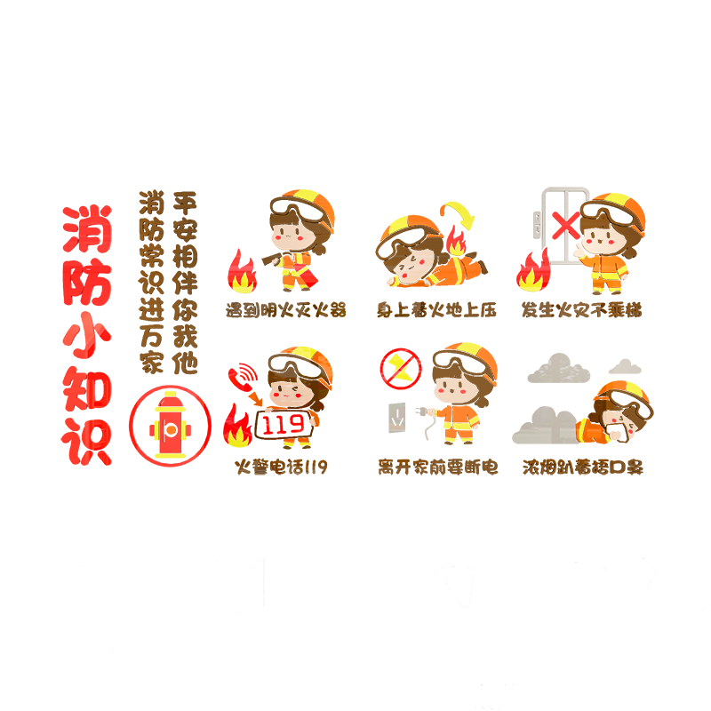 安全消防知识教育主题学校墙贴