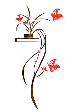 吊兰亚克力3D立体书房家居墙贴画