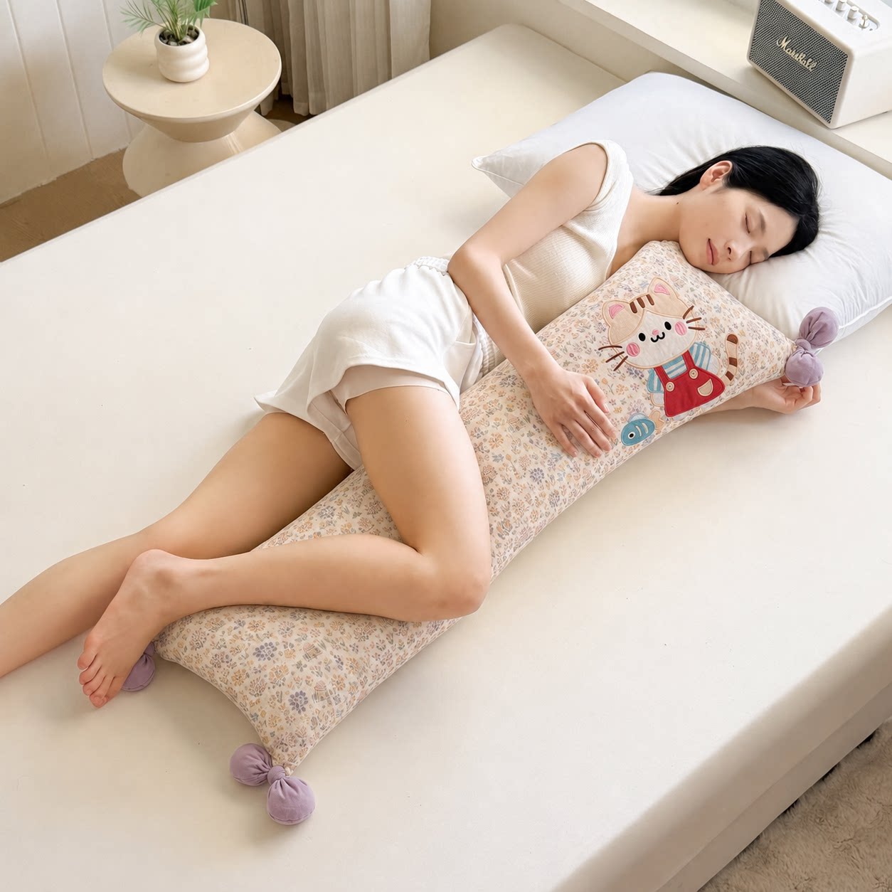 纯棉双层纱卡通多功能长条枕侧睡夹腿睡眠抱枕床上睡觉专用可拆洗