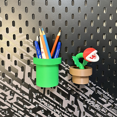 适用宜家洞洞板配件 Skadis斯考迪斯 马里奥绿管道笔筒支架