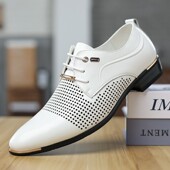 休闲皮鞋 夏季 白色 男冲孔镂空洞洞鞋 英伦商务正装 透气鞋 尖头皮凉鞋