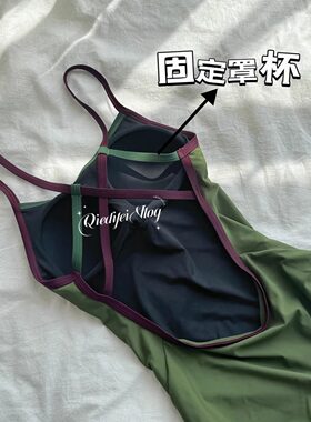 竞速游泳馆专用苔藓绿高级感女款