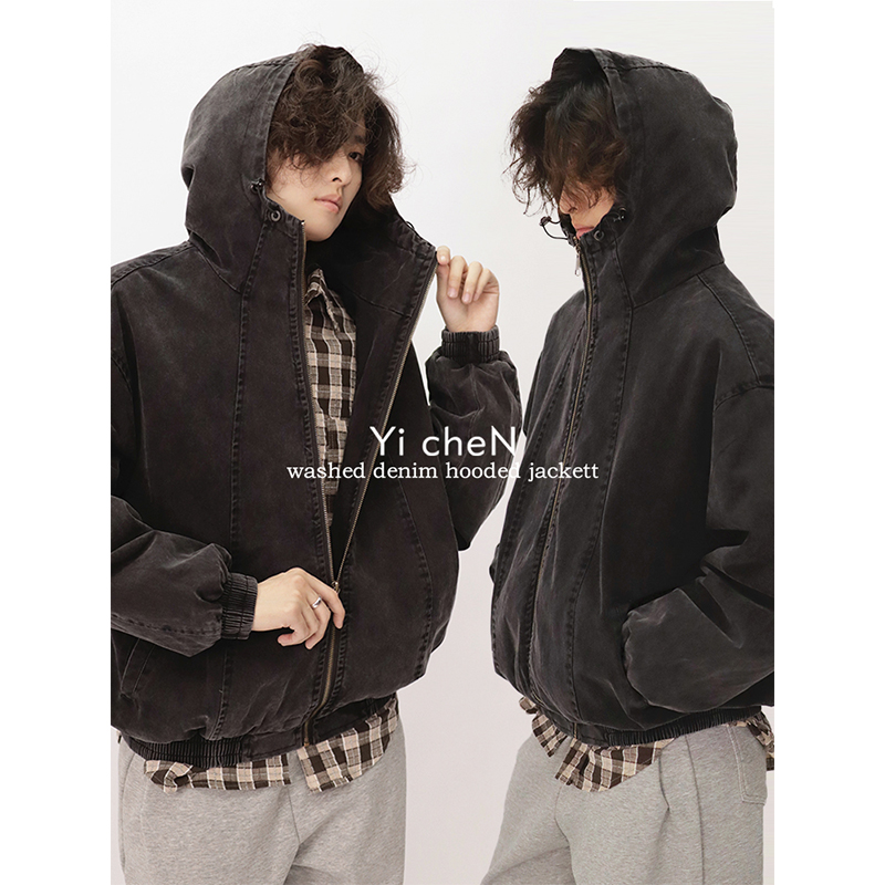 做旧立体切割工装外套男