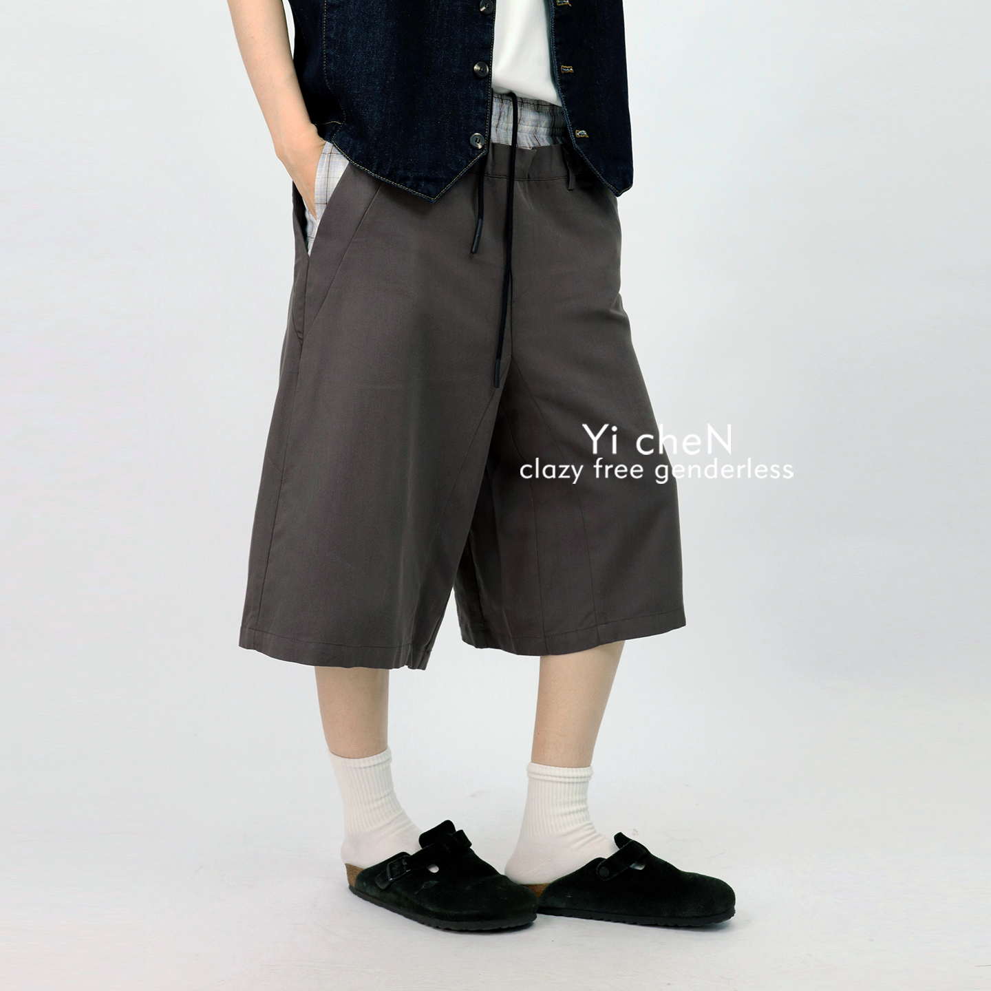 一衬YICHEN假两件拼接休闲裤