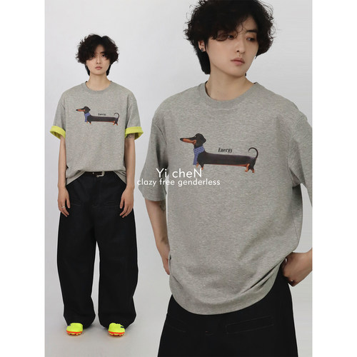 YICHEN双面撞色短袖T恤情侣上衣