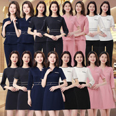 秋冬技师服装 职业女裙套装 美容师工作服连衣裙美容院前台工装 新款