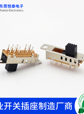 SS-24E04 4档拨动开关2P4T无固定脚带耳朵10脚立式滑动电源开关