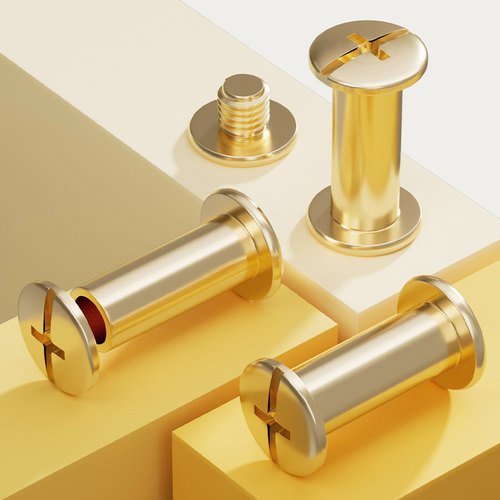 镀铜子母铆钉账本钉菜谱螺钉M5