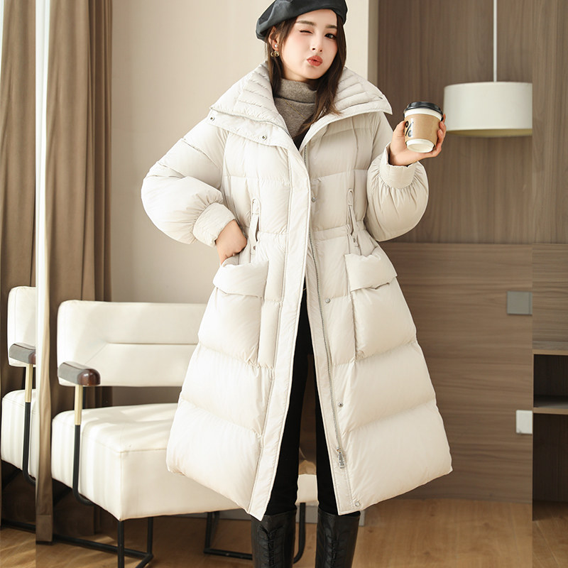 90白鸭绒羽绒服女中长款2025冬新款大翻领韩版休闲加厚保暖显瘦潮