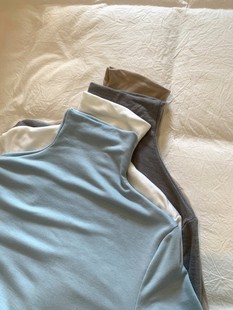 纯色半高领堆堆领打底衫 长袖 内搭保暖上衣修身 FENG甜甜秋冬新款