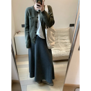 FENG甜甜_软糯高腰半身裙女秋冬新款 糯米裙子 显瘦百搭气质中长款