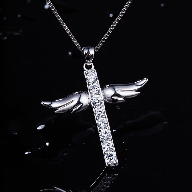 纯银镶满钻闪耀大气十字架吊坠