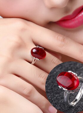 s925钻戒红玛瑙日韩版活口指环