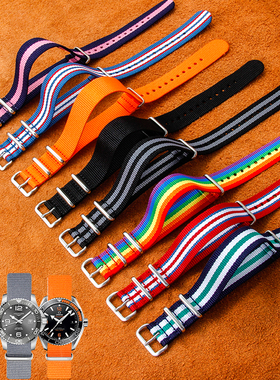 适用dw手表带男女纯黑色天梭汉密尼龙帆布丹尼尔表链带20 18mm