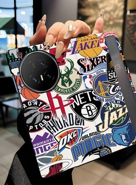 适用于荣耀magicv5手机壳折叠翻盖皮纹全包球队队徽个性创意时尚潮男小众防摔炫酷英伦风华为magicvs3/vs2