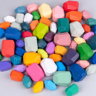 彩虹叠石益智多彩积木叠叠乐玩具摆件搭建耐心训练男孩女孩石头混