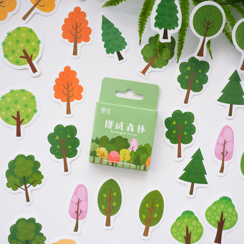 挪威森林花朵植物树木手帐贴纸