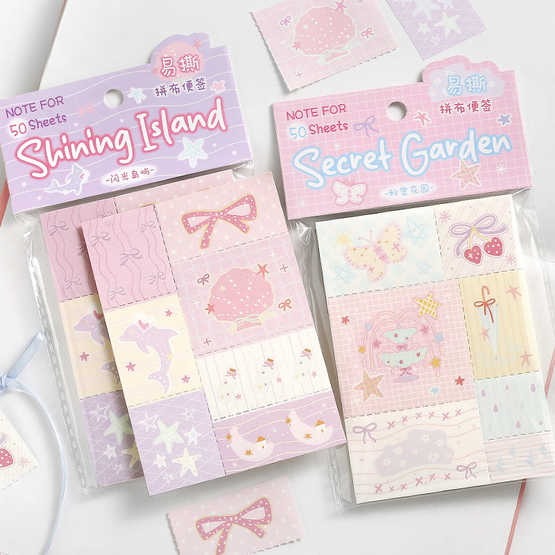 梦幻小镇拼布便签韩系蝴蝶结备忘记录手帐无粘性装饰素材留言纸,文具电教/文化用品/商务用品,便签本/便条纸/N次贴,淘宝优惠券,粉丝福利购,淘宝优惠卷