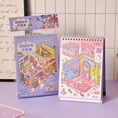 40张萌趣小镇微缩造景贴纸本视觉3D立体小屋儿童手账安静书贴画