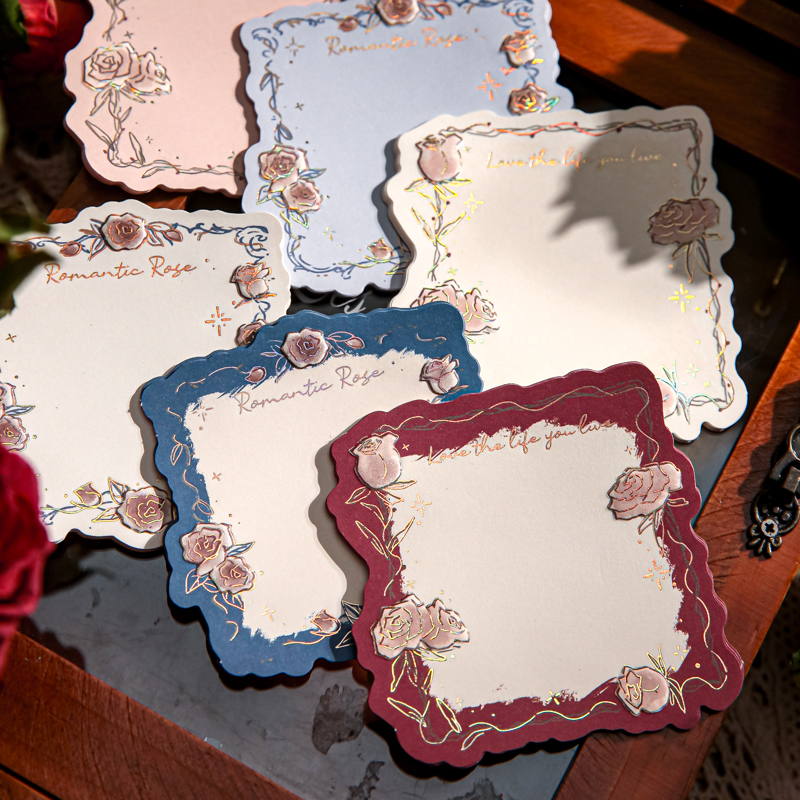 玫瑰之岛浮雕烫金便签本无粘性