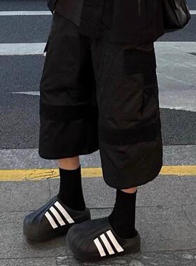 Supersta贝壳头拖鞋男夏季半包洞洞鞋外穿防滑厨师鞋厚底潮鞋增高