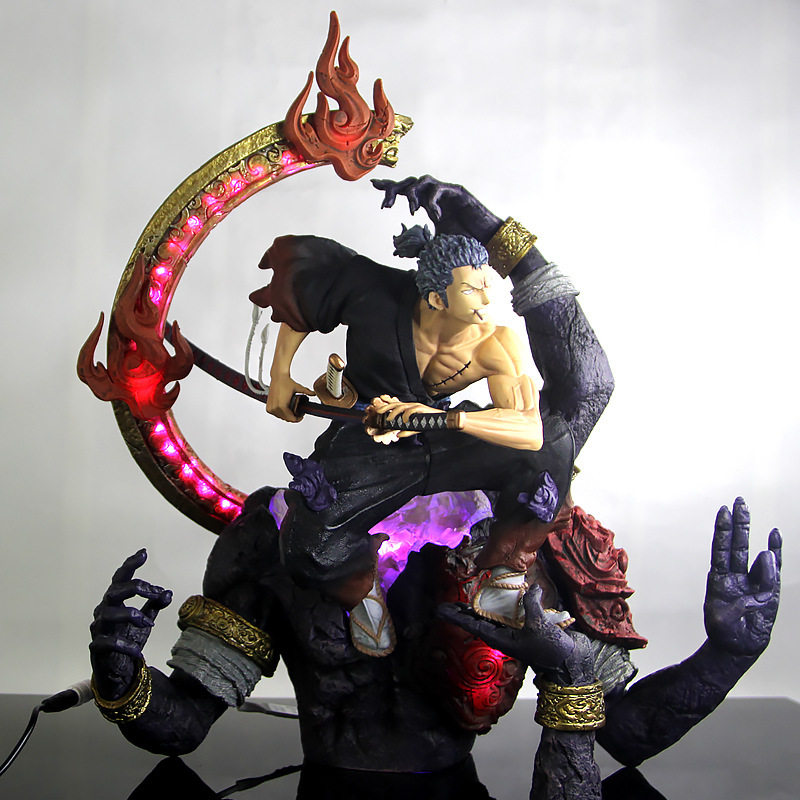 海贼王gk和之国 浪人索隆 可发光场景雕像模型摆件盒装三刀流手办