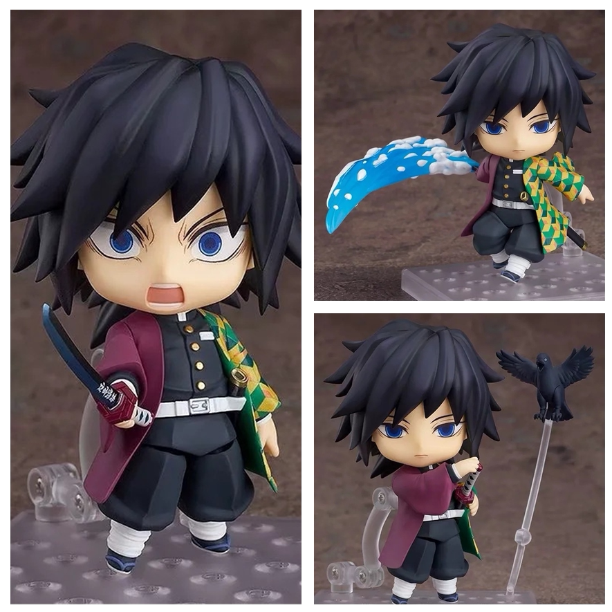 鬼灭之刃 q版黏土人水柱1408#富冈义勇 可动换脸人偶摆件盒装手办