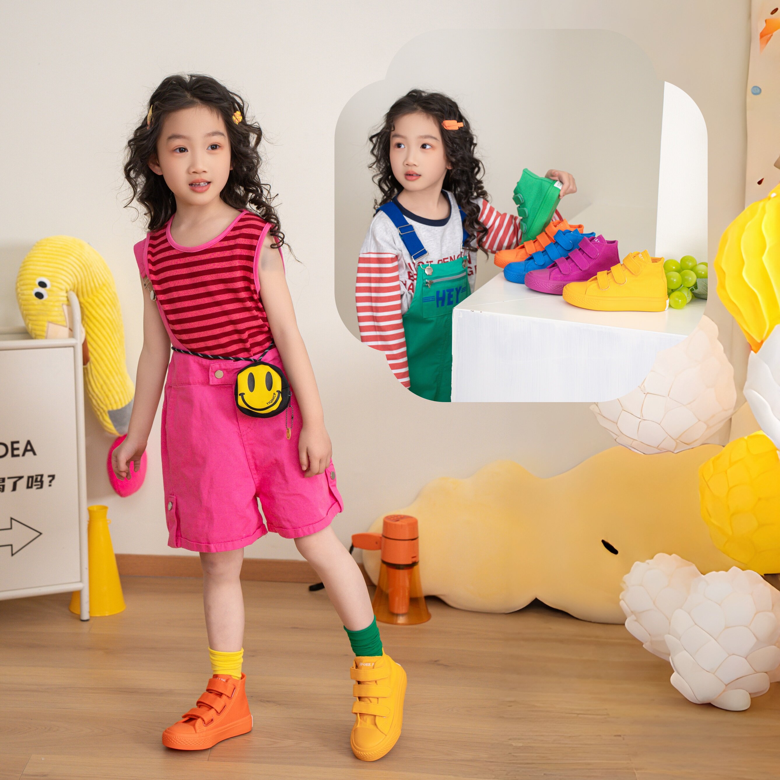 儿童帆布鞋2026春秋款韩版高帮糖果鸳鸯鞋时尚软底男童女童休闲鞋