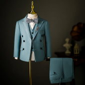 儿童西装 男童英伦西服花童礼服小男孩走秀主持人钢琴演出服秋 套装