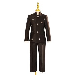 儿童西装套装主持人礼服男童花童小西服中式帅气中山装钢琴演出服