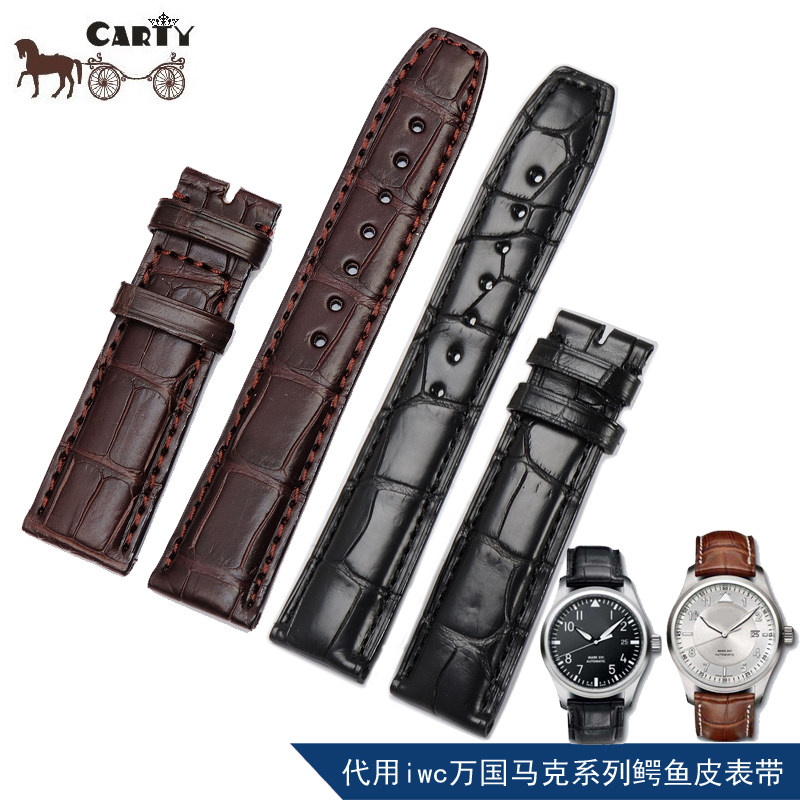 通用美洲鳄鱼皮表带表链皮带 代用 万国 马克十六mark16手表配件