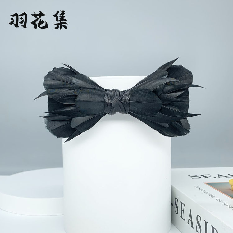 羽花集 天然羽毛原创手工领结婚礼主持领结男朋友礼物男领结纯色