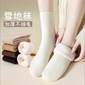 雪地袜子女秋冬款 中筒袜加厚保暖长筒袜睡眠地板长袜冬季 女士中筒