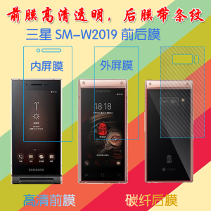 三星SM-W2019高清保护膜手机背膜纤维防滑膜条纹透明膜内外屏贴膜