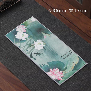 加长加厚毛绒吸水茶巾彩绘禅意轻奢中式 16.5cm 毛巾茶布专用35