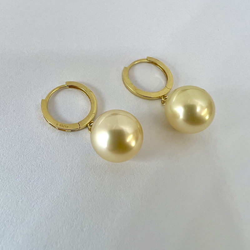 珍珠直播南洋金珠18k金珍珠耳饰耳扣耳环百搭时尚气质法式小众款