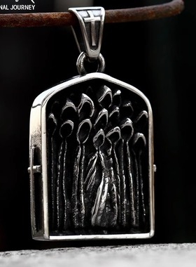 复古死神骷髅十字架钛钢吊坠不掉色欧美高级感铸造挂件饰品项链