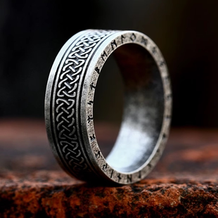 潮牌维京凯尔特结钛钢戒指霸气男士欧美个性不掉色高级感单身指环