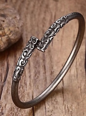 悟空金箍棒男士钛钢手镯开口可调节复古风做旧黑神话西游记潮手环