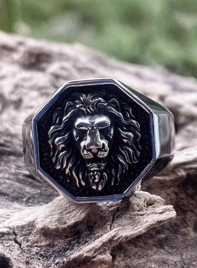 ROCK PUNK“狮子王”霸气钛钢戒指士欧美不掉色高级感潮牌饰品